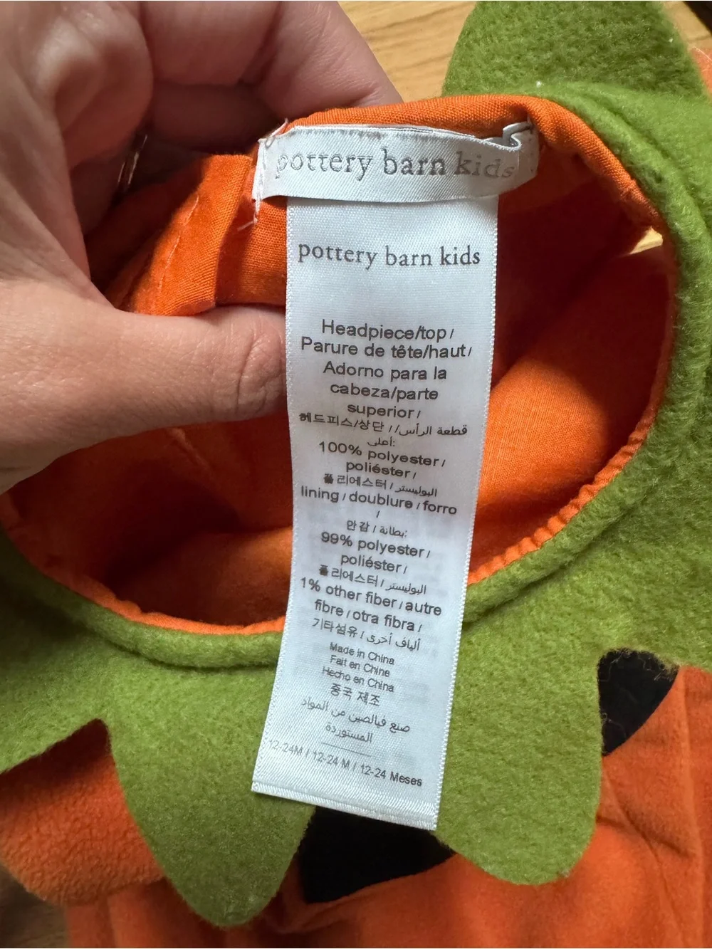 Pottery Barn Kids Orange Pumpkin Jack-O'-Lantern Costume 12-24 months